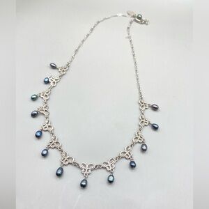 Liz Palacios Black Pearl Teardrop Bib Necklace